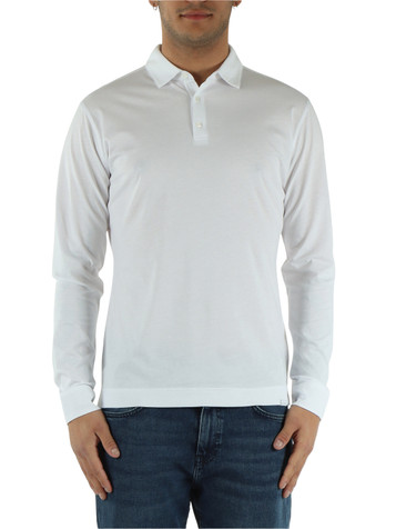 BIANCO | Polo manica lunga in cotone Supima