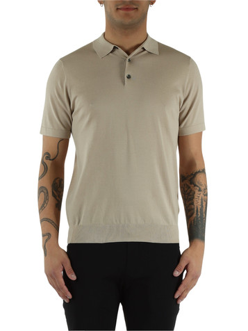 BEIGE | Maglia collo a polo in cotone ultrafine