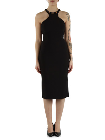 NERO | Abito aderente con placca logo al collo
