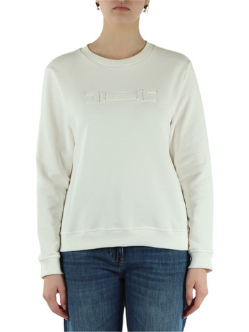 OFF WHITE | Felpa in cotone garzato con motivo logo frontale