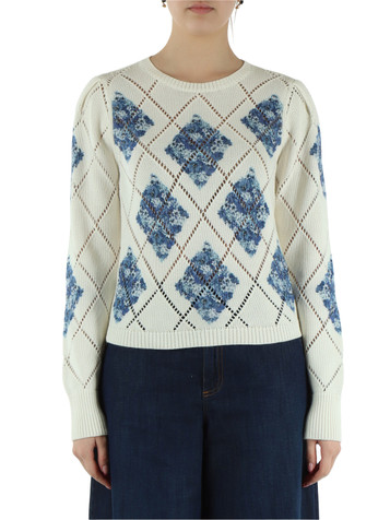 PANNA | Maglia in filato di cotone con ricami a giorno