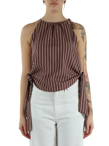 MARRONE | Top a righe in misto viscosa JENNIFER