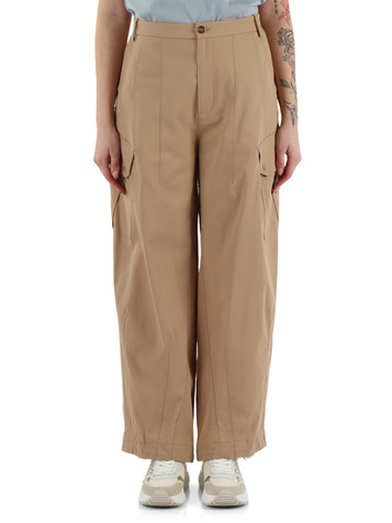 BEIGE | Pantalone in cotone fluido ROSALIN con tasche cargo