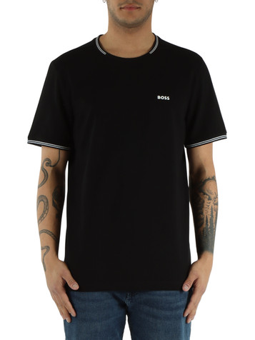 NERO | T-shirt in cotone stretch con scritta logo