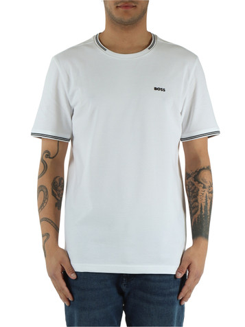 BIANCO | T-shirt in cotone stretch con scritta logo