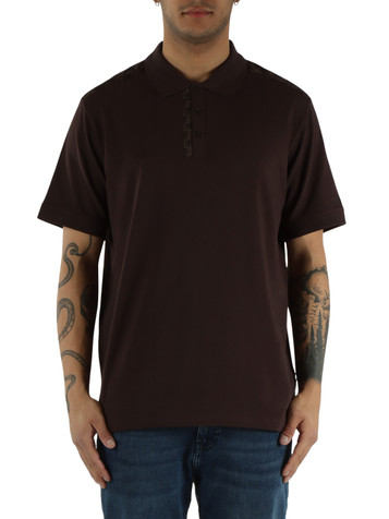 MARRONE | Polo in cotone stretch con inserti stampa logo