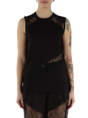NERO | Top MOLLY con inserti in tulle e pizzo