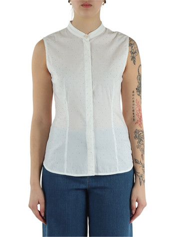 BIANCO | Camicia smanicata con strass GIULIVA1