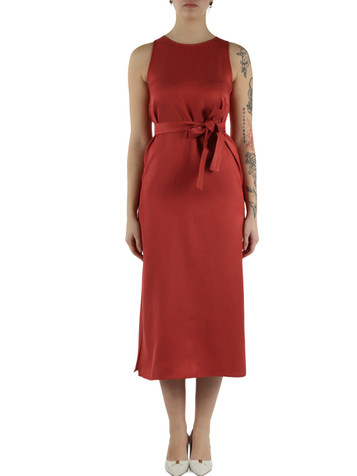 CORALLO | Abito midi in twill di viscose e lino ACERBI