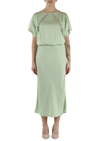 VERDE CHIARO | Abito midi in twill di viscosa ANGIE