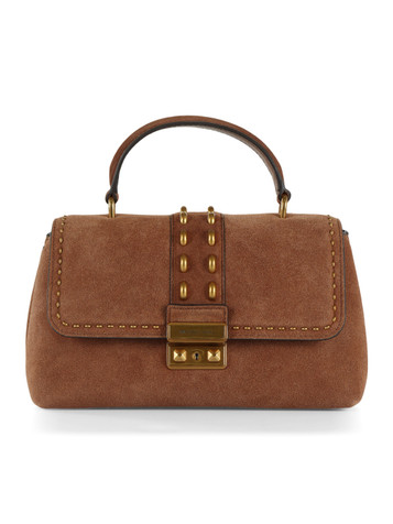 HELLBRAUN | TRIBECA Medium Handtasche aus Wildleder