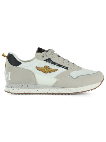 BIANCO | Sneakers in ecosuede e tessuto con patch logo