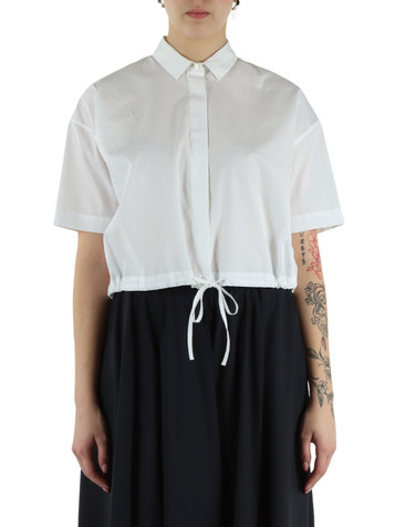 BIANCO | Camicia cropped in popeline di cotone