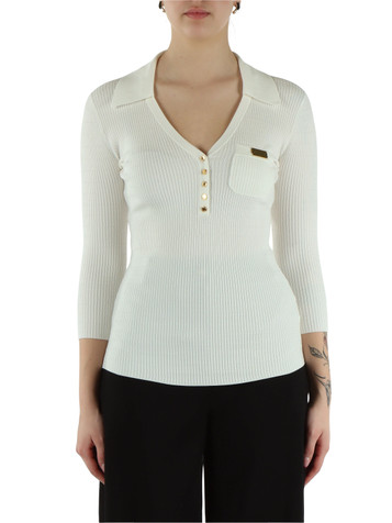 OFF WHITE | Maglia in misto lyocell e seta con placca logo