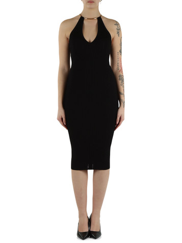 NERO | Abito a coste in maglina di misto viscosa