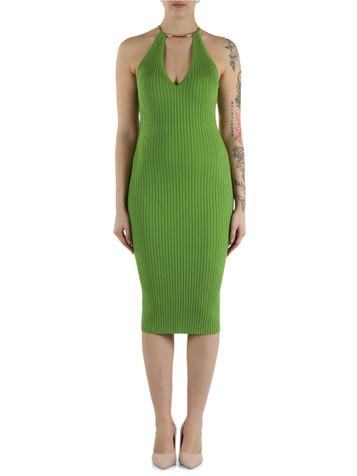 VERDE | Abito a coste in maglina di misto viscosa