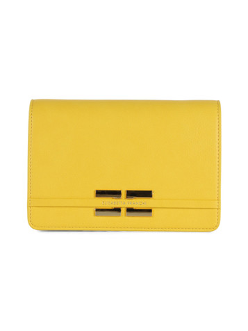 GIALLO | Borsa a tracolla con placca logo frontale