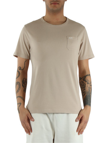 BEIGE | T-shirt in cotone con taschino frontale