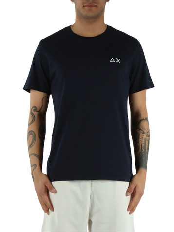 BLU SCURO | T-shirt in cotone con ricamo logo frontale