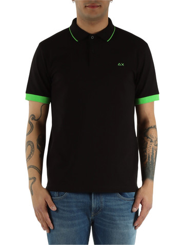 NERO | Polo in cotone piquet con dettagli fluo