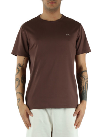 MARRONE | T-shirt in cotone mercerizzato con ricamo logo