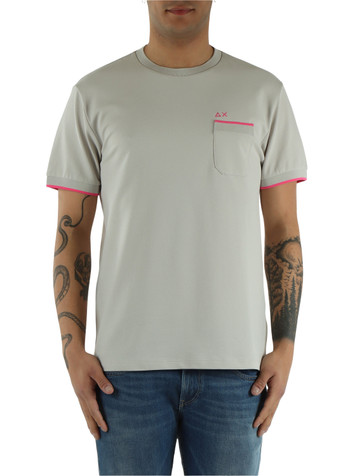 GRIGIO CHIARO | T-shirt in cotone piquet stretch con taschino