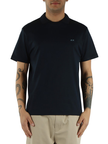 BLU SCURO | T-shirt in cotone mercerizzato con colletto