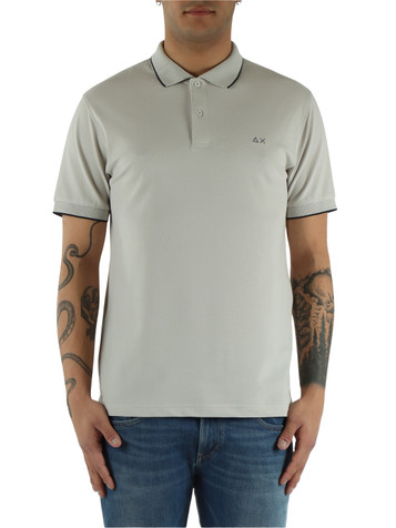 GRIGIO CHIARO | Polo in cotone piquet con dettagli a contrasto