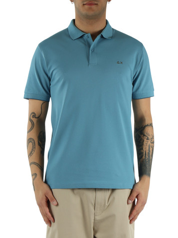 AZZURRO | Polo in cotone piquet con dettagli a contrasto