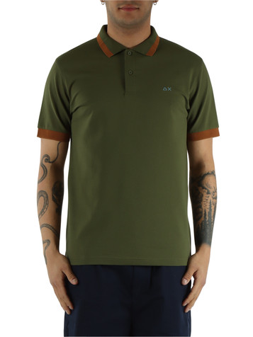 VERDE SCURO | Polo in cotone piquet con dettagli a contrasto