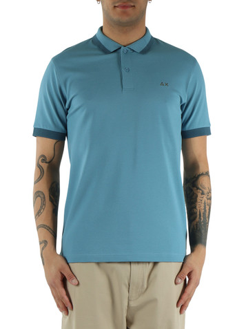 AZZURRO | Polo in cotone piquet con dettagli a contrasto
