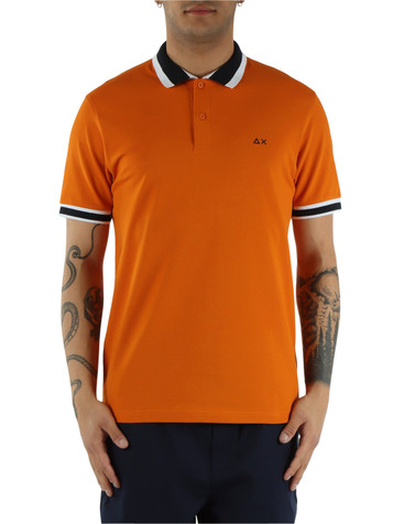 ARANCIONE | Polo in cotone piquet con inserti a contrasto