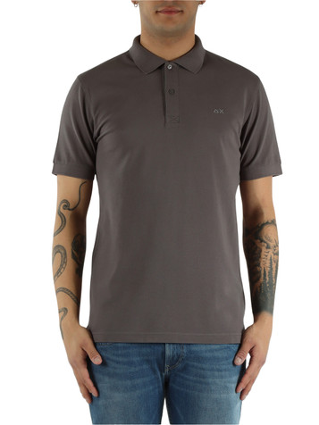 GRIGIO | Polo in cotone piquet stretch tinto in capo