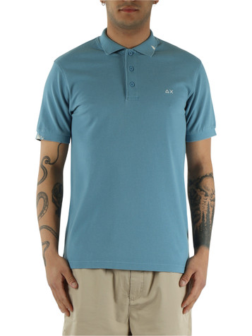 AZZURRO | Polo in cotone piquet effetto vintage