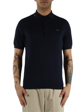 BLU SCURO | Polo in maglina di cotone con ricamo logo