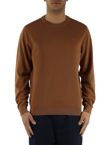 MARRONE CHIARO | Maglia girocollo in cotone High Twist