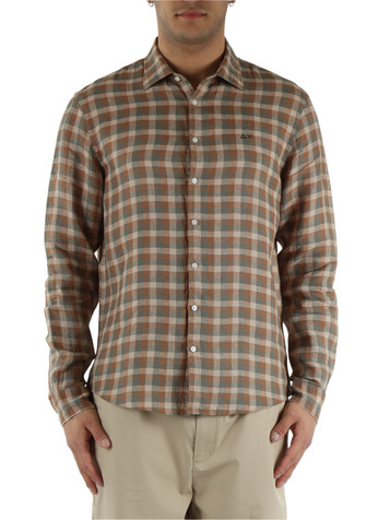 BEIGE | Camicia a quadri in lino