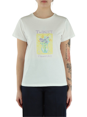 BIANCO | T-shirt in cotone con stampa frontale
