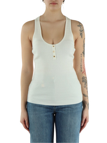OFF WHITE | Top in maglia di misto lyocell e seta