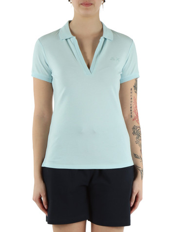 HIMMELBLAU | Stretch-Piqué-Polohemd aus Baumwolle