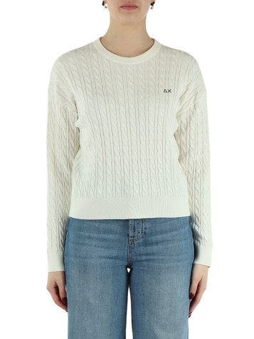 PANNA | Maglia girocollo in cotone a trecce