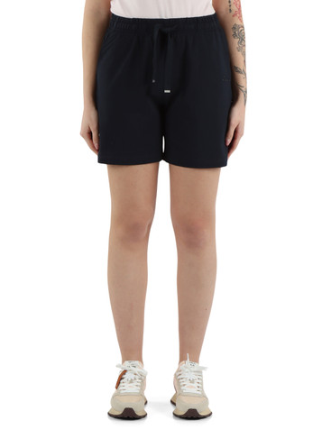 BLU SCURO | Shorts sportivi in cotone piquet con logo in strass