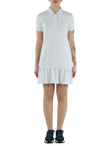 BIANCO | Vestito in cotone piquet con logo in strass