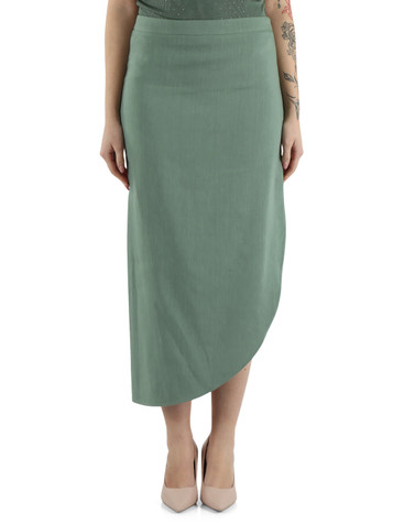 VERDE | MONOCHROME: Gonna con fondo asimmetrico FERITO