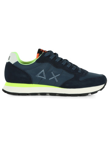 BLU SCURO | Sneakers in pelle e tessuto TOM FLUO