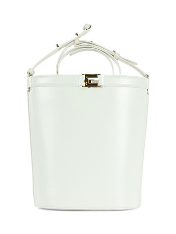 BIANCO | Borsa a secchiello effetto naplak