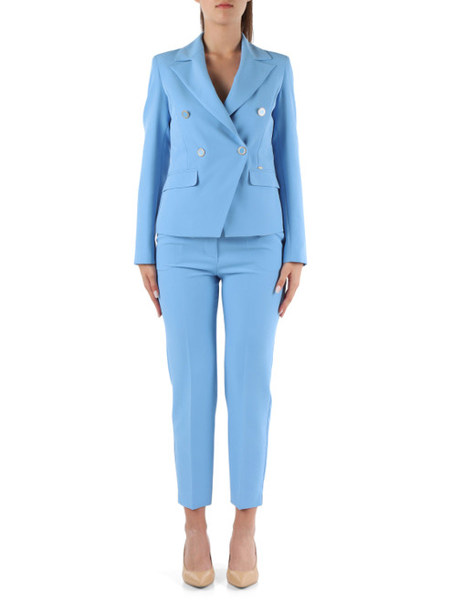 Pantalone Elisabetta Franchi Tailleur Azzurro Tailleur Pantalone In Tessuto  Stretch