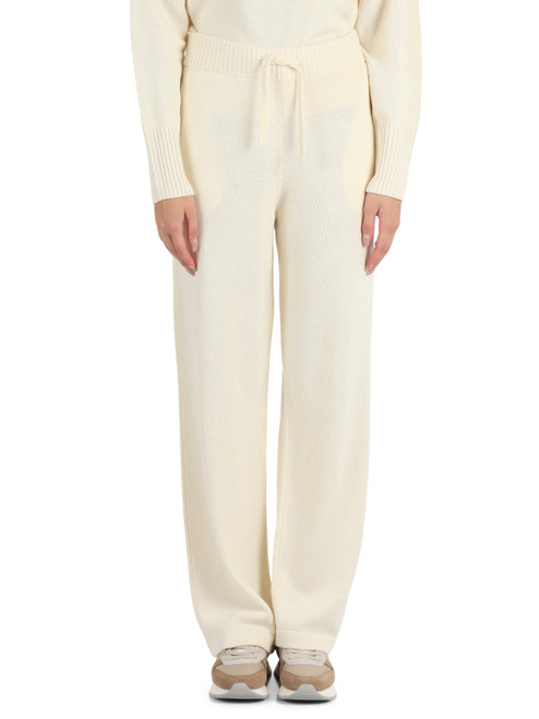 Pantaloni gamba larga in misto lana merino e cashmere