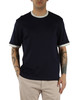 BLU SCURO | T-shirt in cotone Giza con inserti a contrasto