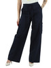 BLU SCURO | Pantalone cargo in gabardina di misto cotone e lino